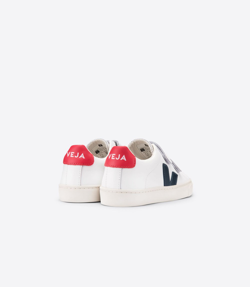 Veja Sneakers Kids - Esplar Velcro Leather - White - 0498PSANW
